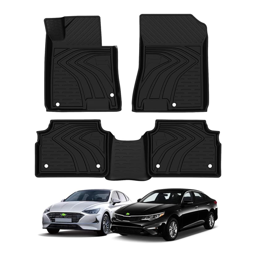 KUST Floor Mats for 2021-2026 Kia K5 Accessories (FWD Only) | Also for 2020-2026 Hyundai Sonata (FWD Only, Include Hybrid), All Weather Protection Car Mats, TPE Rubber, Raised Edge
