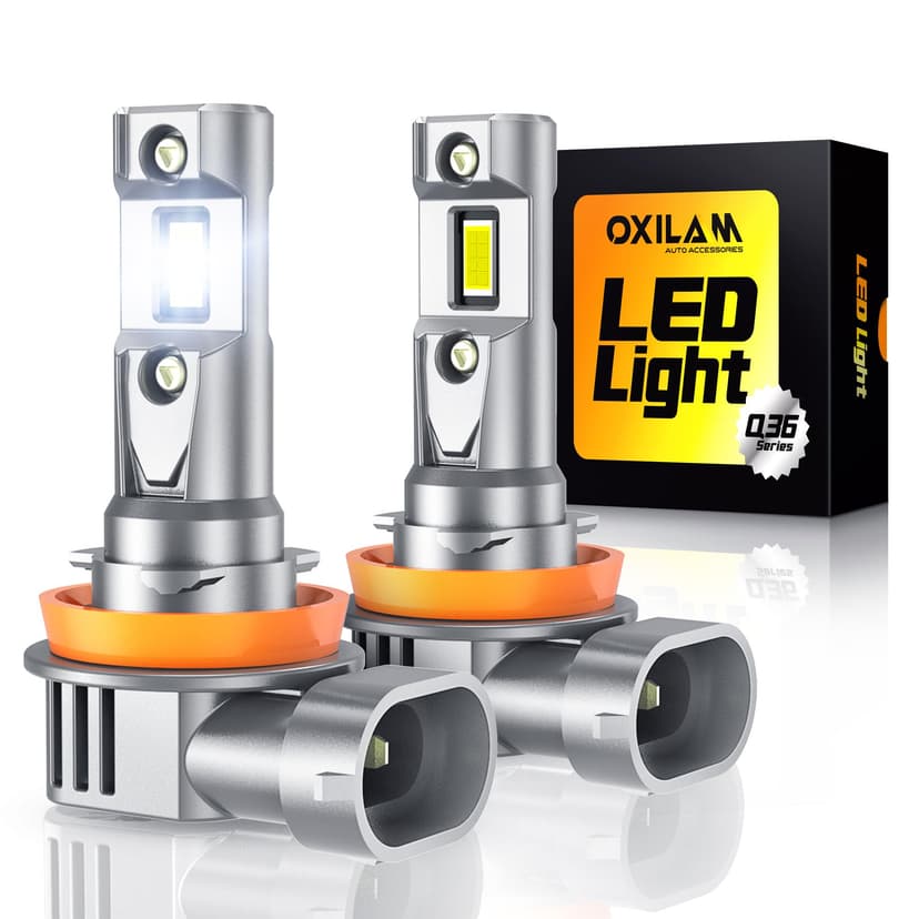 OXILAM H11 LED Bulb H8 H9, 40000LM 60W, 900% Ultra-Bright 6500K White Fog bulb, 5 Min Quick Install, 10 Years Lifespan, No Flicker, 99% Compatibility, Plug and Play, Pack of 2