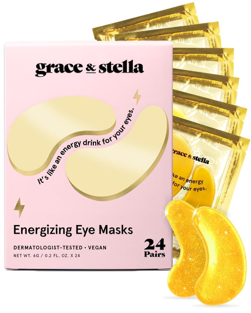 grace & stella Award Winning Eye Patches for Puffy Eyes | Birthday Gifts for Women - Under Eye Mask for Dark Circles & Undereye Bags - Gifts for Mom - Vegan Self Care (24 Pairs, Gold)
