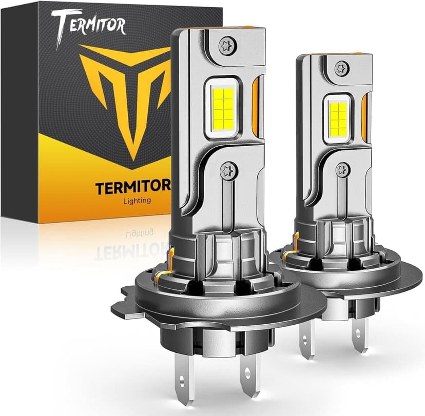 Termitor Upgraded H7 H7LL Bulbs, 90,000LM Insane Brightness, 6500K Cool White, 1:1 Halogen Mini Size, 85,000+ Hrs Lifespan, IP68 Waterproof, H7 Driving Fog Light CANbus Ready, Plug N Play, Pack of 2