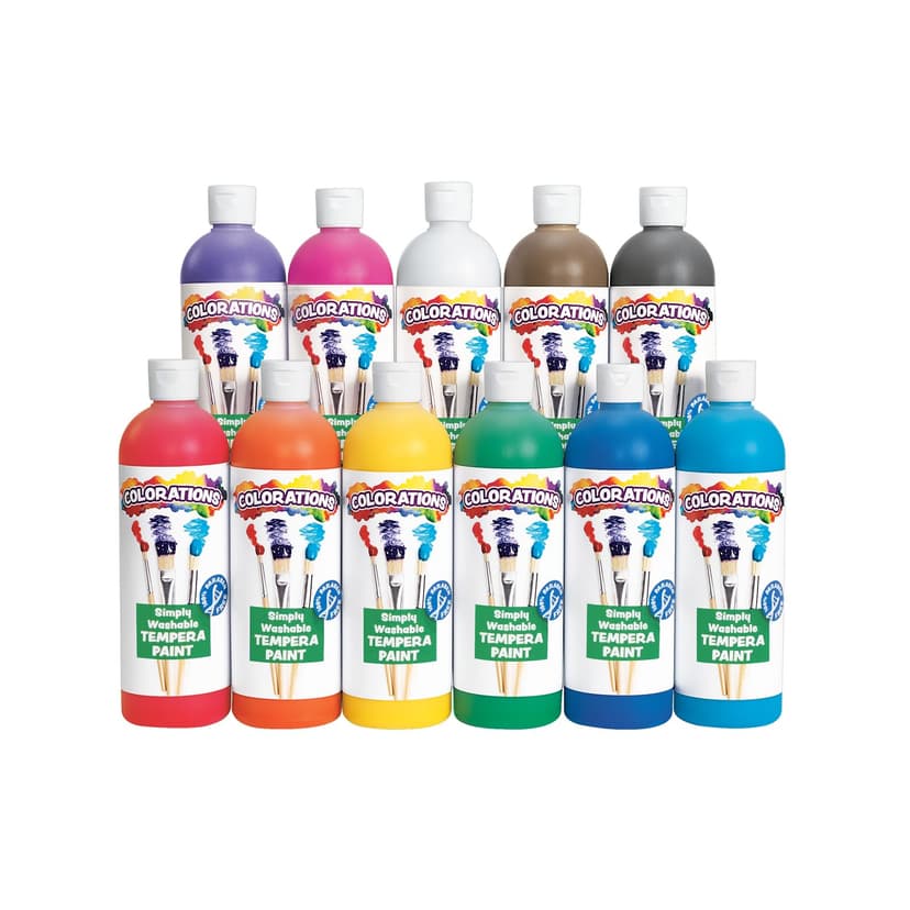 Colorations - SWT16 Simply Washable Tempera Paints, 16 fl oz, Set of 11 Colors, Non Toxic, Vibrant, Bold, Kids Paint, Craft, Hobby, Arts & Crafts, Fun, Art Supplies | Matte Finish, Vibrant Colors, Non