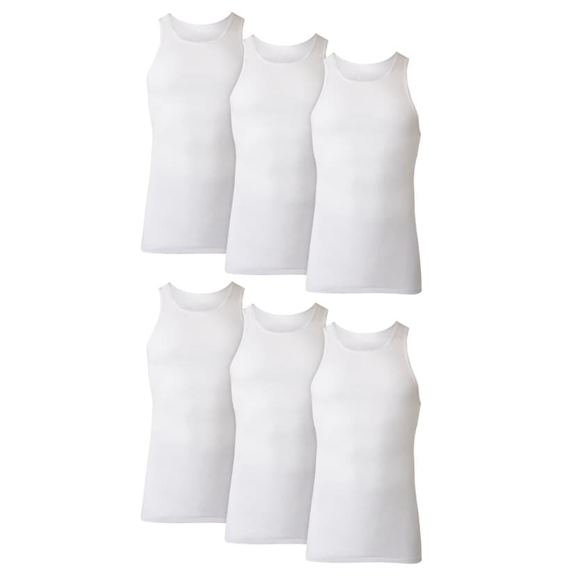 Hanes Men's Tank Undershirt Pack, Cotton Tank Undershirt, Moisture-Wicking, Breathable, White or Grey/Black, Multi-Pack