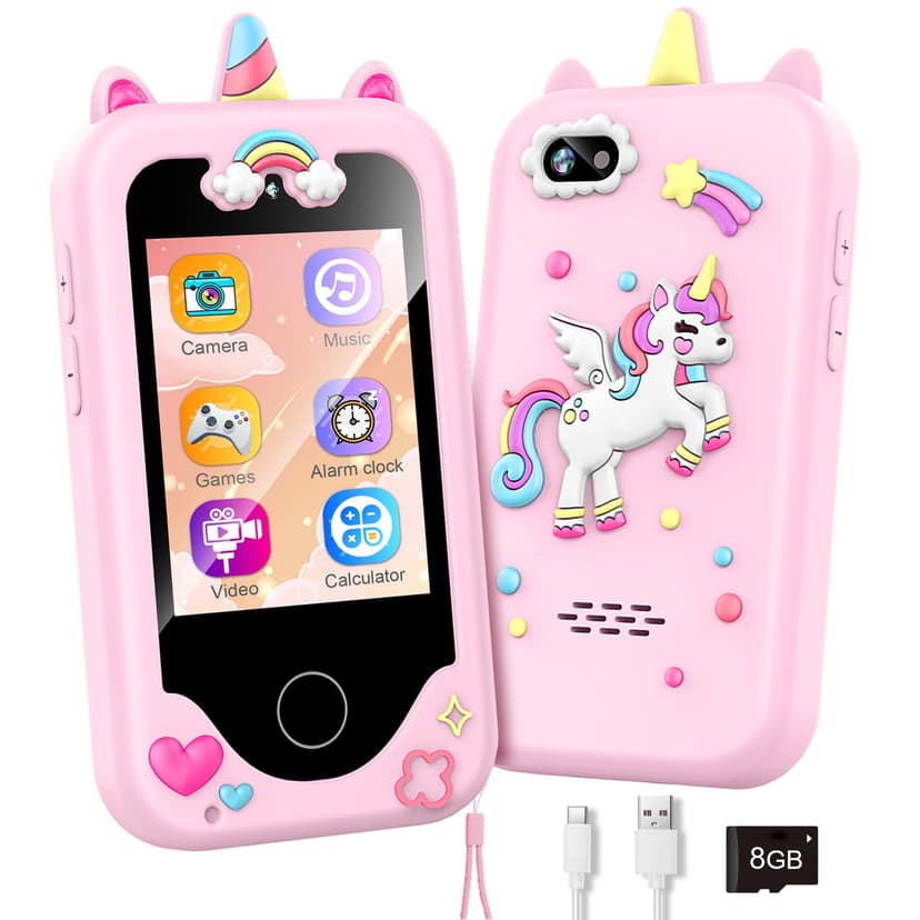 WEOLULI Kids Smart Phone Toy for Toddler Girls Boys Ages 3-10 | Built-In Dual Cameras, Music Fun Learning Games; Play Phone, Perfect Birthday & Christmas Gift For Little Girls Aged 3 To 10