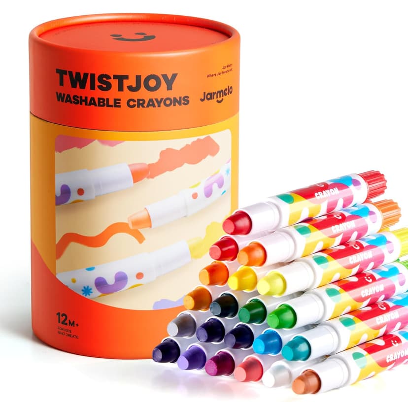 Jar Melo Jumbo Crayons for Toddlers, 24 Colors TwistJoy Washable Crayon | Ultra-Silky, Non-Toxic, Easy to Hold, Safe for Babies, Children's Gift, Back to School