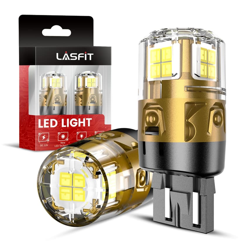 LASFIT 7440 LED Bulb for Reverse Light, 7444 7444na 7443 LED Bubs 6000K Xenon White, Super Bright W21W WY21W LED Lights for Automotive Backup Replacement, for Standard Socket White (2-Pcs)