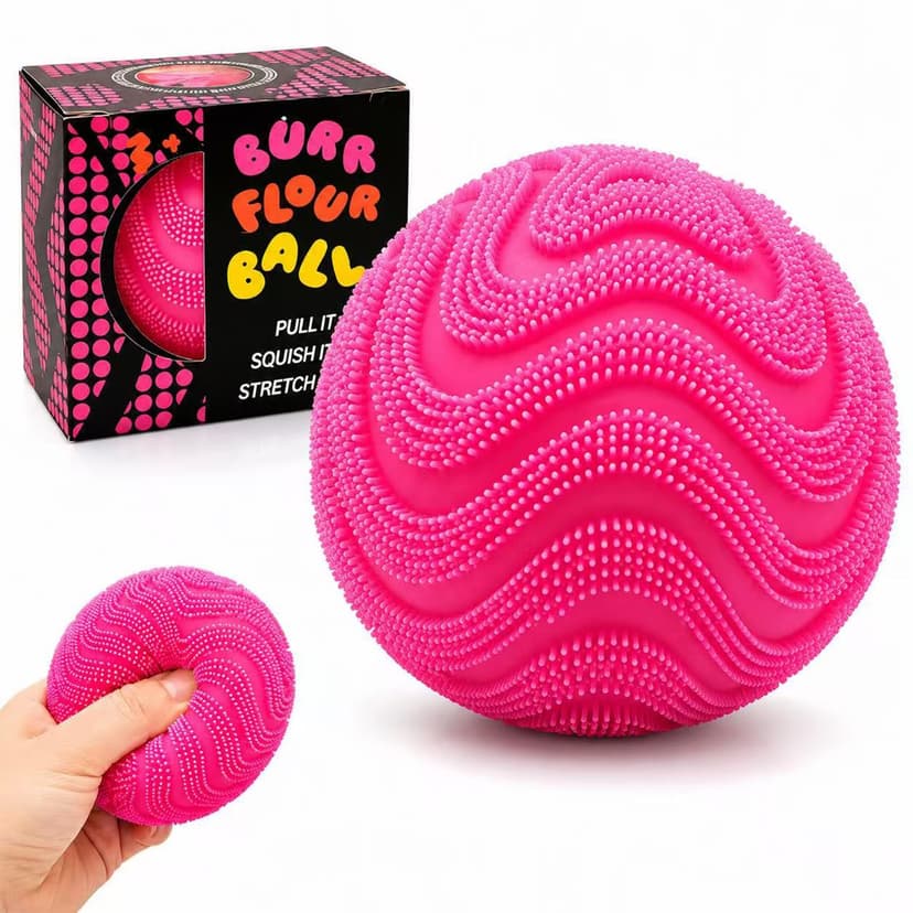 Fuzz Ball Squishy Stress Ball,Soft Fidget Squishy Fuzz Squeeze Ball for Adults,Anxiety Stress Relief Toys,Party Favors Gift for Adults (Pink Ball)