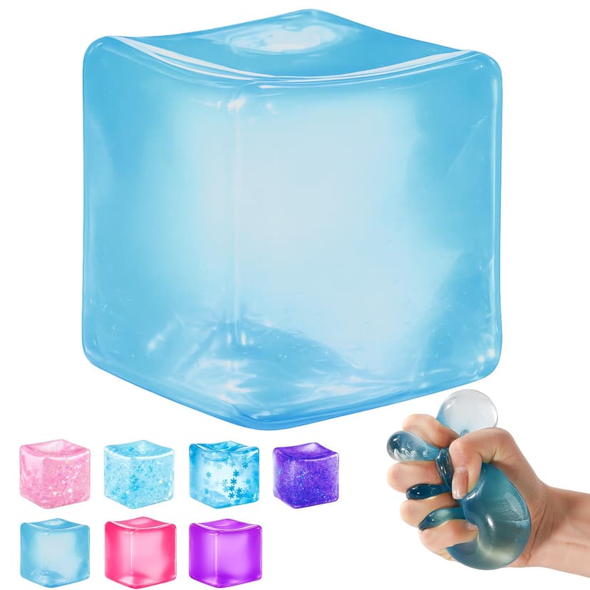 Ice Cube Squishy Fidget Toy – Slow Rise Squeeze Sensory Toys, Multiple Ways to Play, Stress Ball for Anxiety Relief, Focus Enhancement, Brain Relaxation & Strength Fostering
