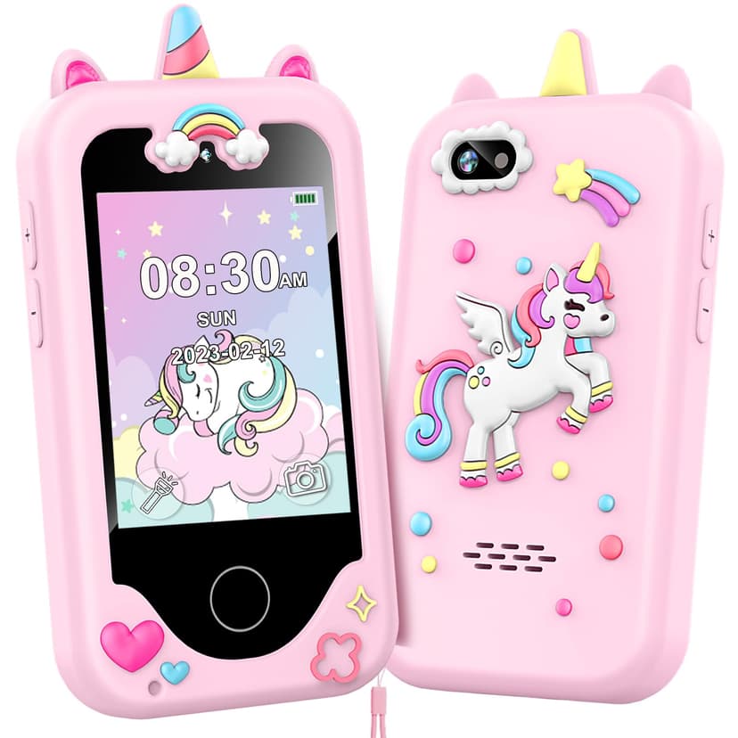Kids Smart Phone for Girls Toys, Gifts for 3-10 Year Old Girls Boys Pink | Christmas Birthday Kids Toys, 2.8" Touchscreen Toddler Learning Cell Toy Phone with Dual Camera, Game, Music Player, 8GB Card