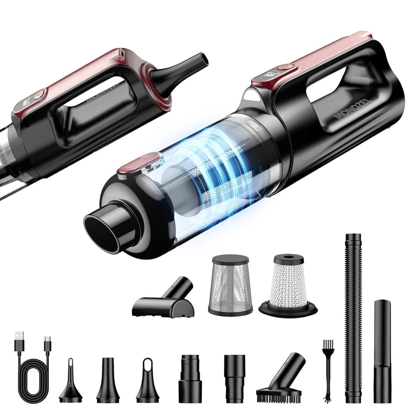 MONOZEL Handheld Vacuum Cleaner, 18000Pa 2 in 1 Cordless Car Vacuum Cleaner&Air Duster, 130W Brushless Motor with 7800mAh Battery, LED Light and Multi-Nozzles, Portable for Home, Car, Office, Pet