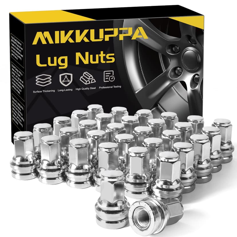 MIKKUPPA 32PCS M14x1.5 Lug Nuts - Replacement for 2017-2025 Ford F250 F-250 F-350 F350 OEM Wheel, 13/16" 21mm Hex Chrome One-Piece Design Factory Closed End Tire Nuts HCPZ-1012-B, HCPZ-1012-A