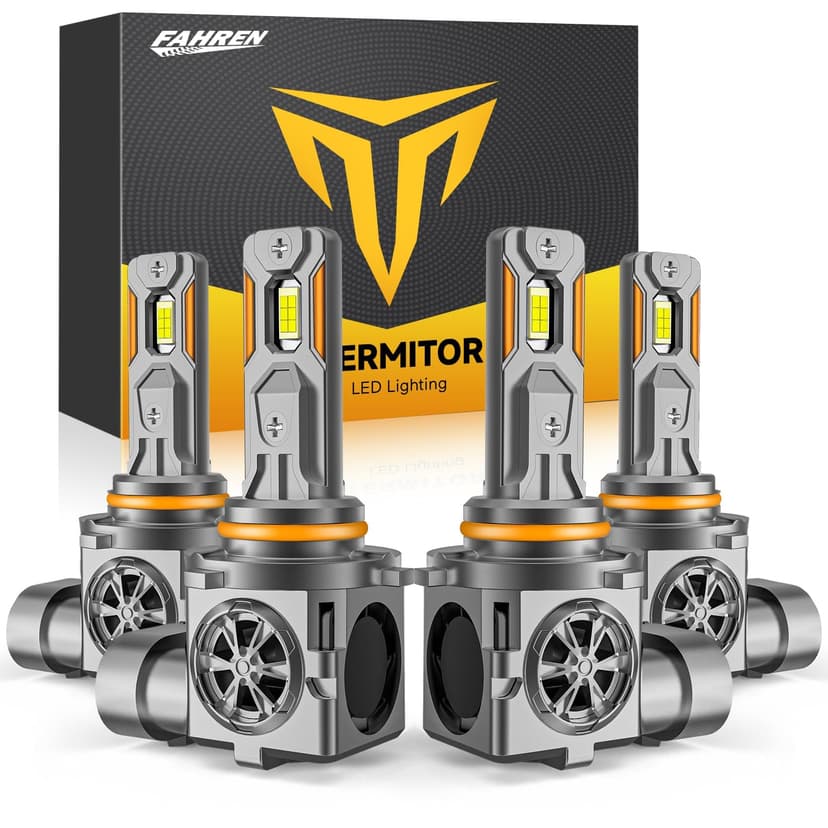 Termitor 9005/HB3 9006/HB4 Light Bulbs, 150,000LM Brightness, 85000+ Hours Long Service Life, 6500K Cool White, Real 1:1 Halogen Size Fog Lights, 3 Mins Plug N Play, Pack of 4