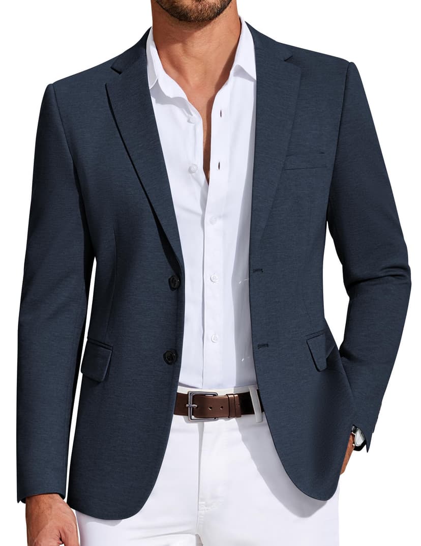 COOFANDY Mens Casual Blazer Knit Sport Coat Lightweight Two Button Suit Jacket