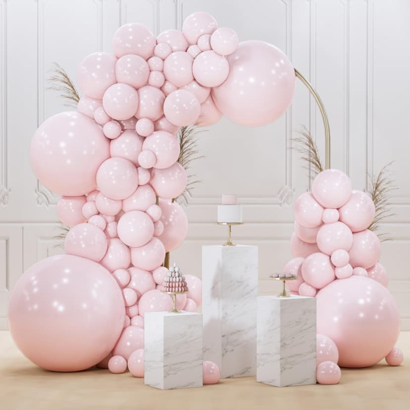 PartyWoo Pale Pink Balloons 100pcs Light Pastel Baby Pink Different Sizes | 36 18 12 10 5 Inch Balloons for Birthday Engagement Bachelorette Baby Shower Easter Gender Reveal Party Decorations Pink-Q01