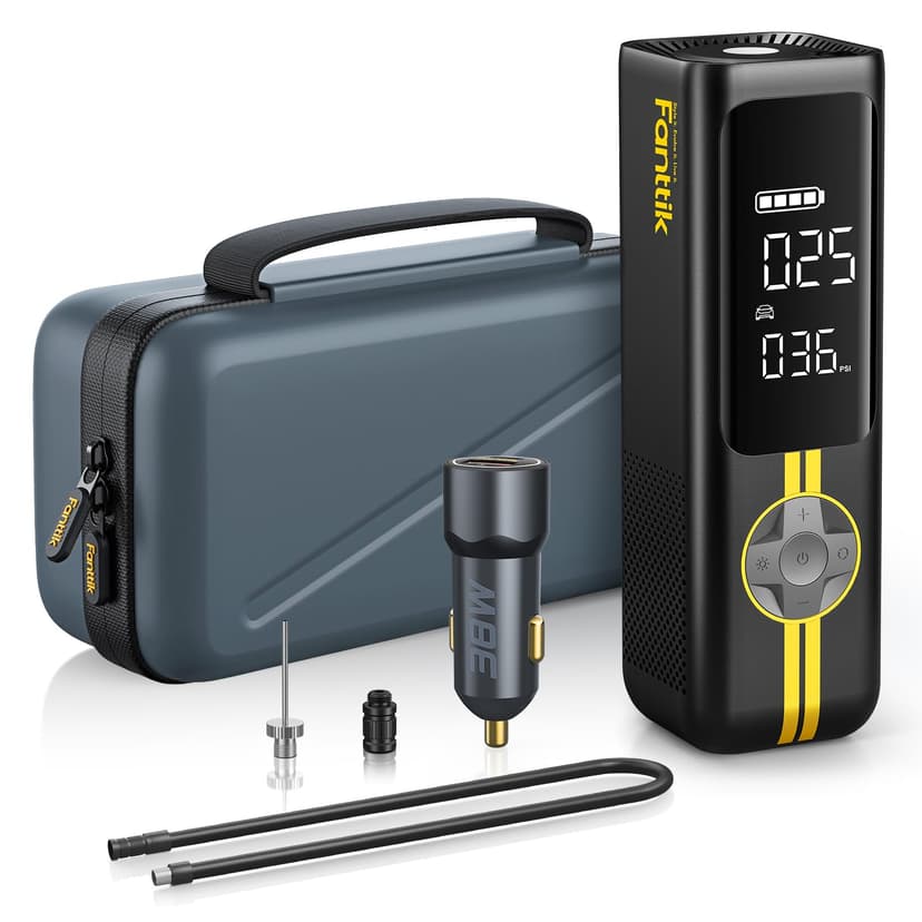 Fanttik X8 APEX Tire Inflator Portable Air Compressor, 1 Min Fast Inflation | 150PSI Cordless Tire Inflator with LED Dual Screen, Suitable for MPV, Car, Motorcycle, Up to 26.3″ Tires, Deluxe Package