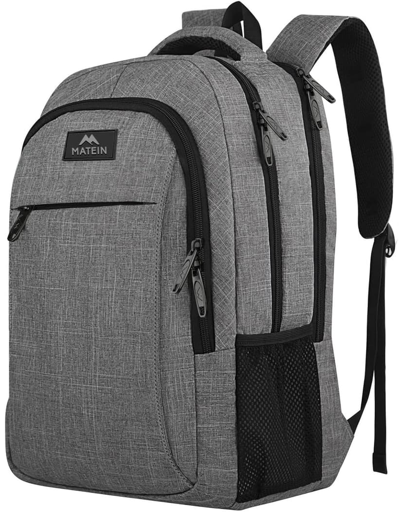 MATEIN Travel Laptop Backpack, 15.6 Inch College School Computer Bag, Grey | Slim Sturdy Business Daypack, Anti Theft Bookbag, Water Resistant, Gift for Men & Women, Personal Item Bag, Mochilas