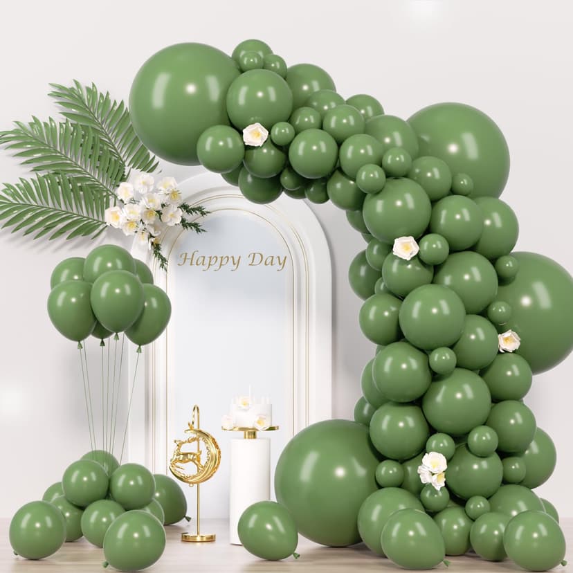 Voircoloria 130pcs Sage Green Balloons Garland Arch Kit, 18 12 10 5 Inch | for Birthday Graduation Baby Shower Wedding Anniversary New Year Party Decorations