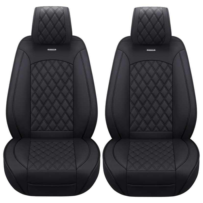 Aierxuan Front Car Seat Covers Custom Fit 2009-2026 Ford F150, 2017-2026 F250 F350 F450 Super Duty Crew Cab Regular Cab Super Cab, Automotive Vehicle Cushion with Waterproof Leather (Black)