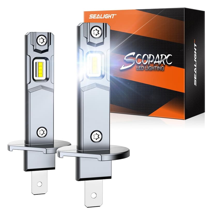 SEALIGHT H1 Fog Bulbs, 70,000LM Super Brighterness 1:1 Mini Size, 6500K Cool White Fog Lights, 3 Minutes Inatallation, Pack of 2