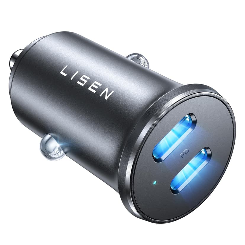 LISEN 90W USB C Car Charger USB C Fast Charge, 45W PD&QC 3.0 Fast Car Charger | for iPhone 17 Pro Max 16 15 Pro, Cigarette Lighter USB Charger Adapter for Samsung S26 S25, Android [Metal&Mini] Sockets
