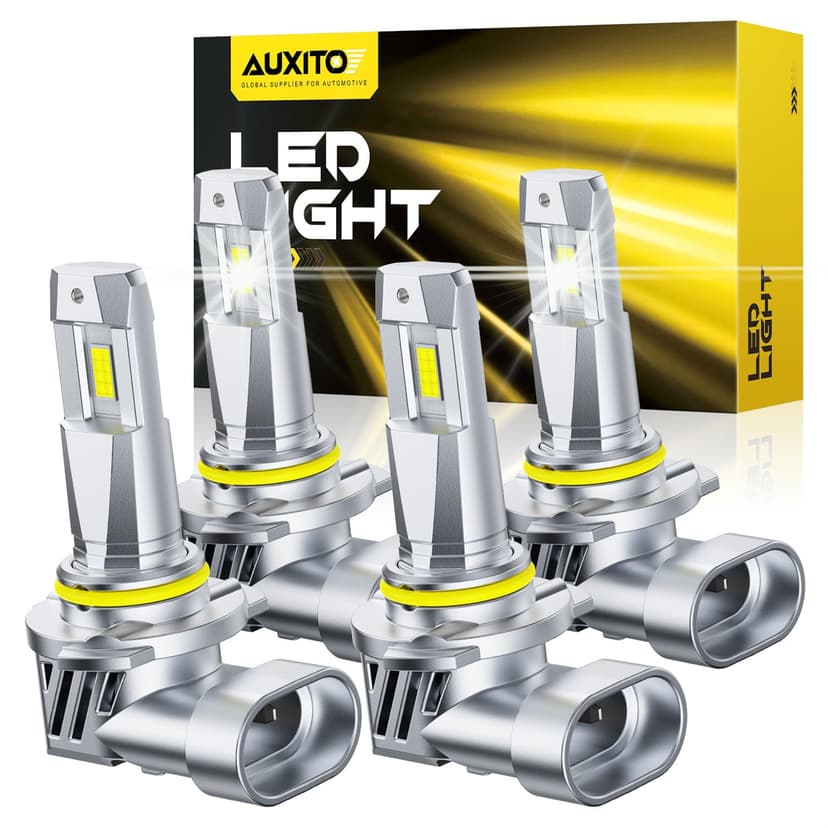 AUXITO 9005&9006 LED HeadIight Bulbs Combo, 1:1 Halogen Size, 6500K Ultra Bright, 1000% Brightness, Plug and Play, 60,000 Hours Lifespan, Pack of 4