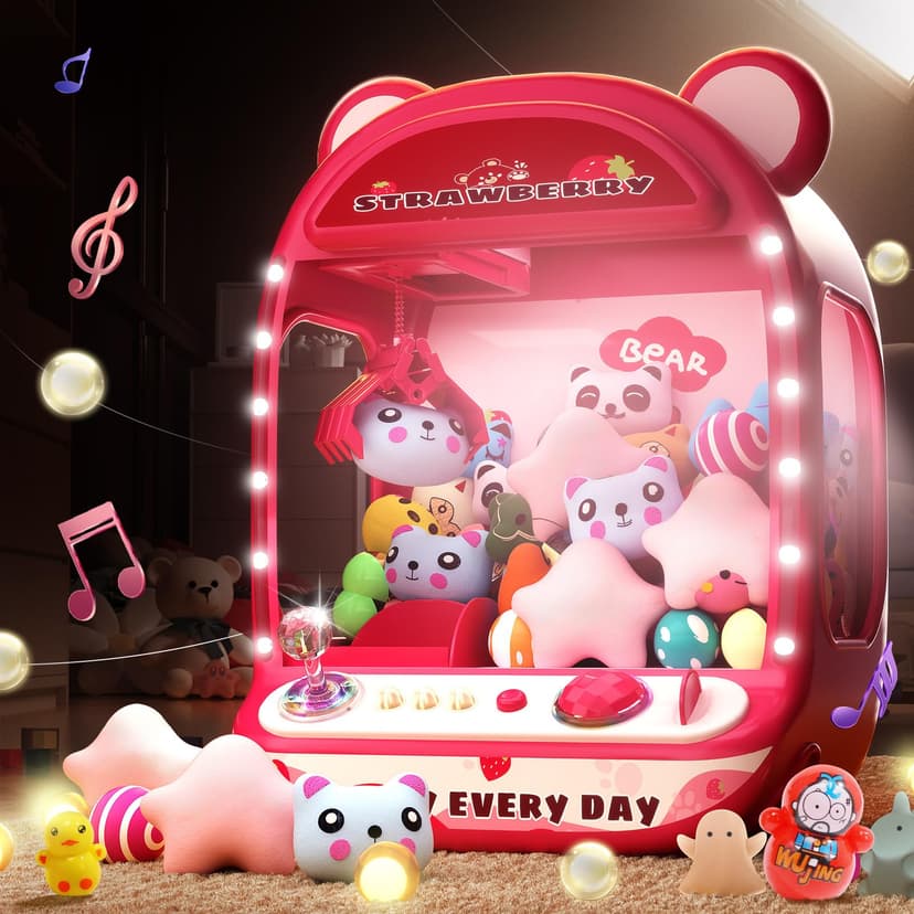 Skirfy Claw Machine for Kids, Arcade Prize Game with 44 Toys Birthday 6+ | 44 surprise prizes, lights, Music, Mute Mode Bring Authentic Arcade Fun to Birthdays, Parties and Family Game Nights.