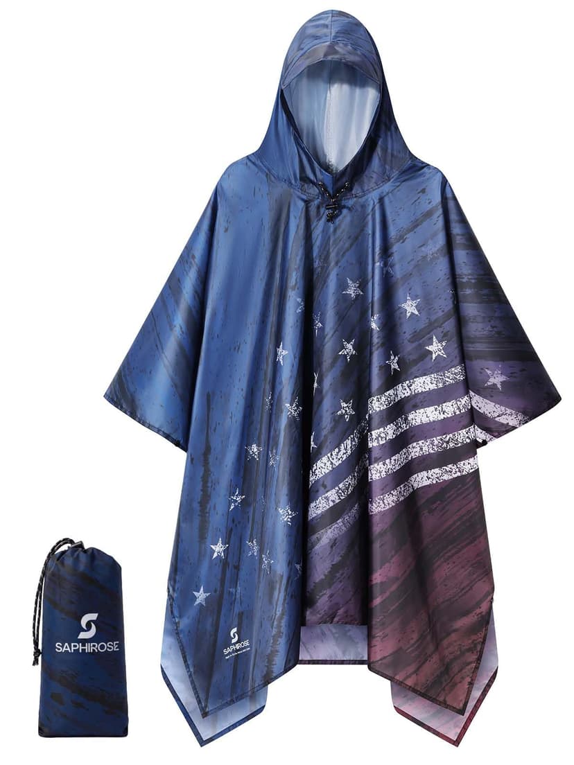 SaphiRose Hooded Rain Poncho Waterproof Raincoat Jacket for Men Women Adults