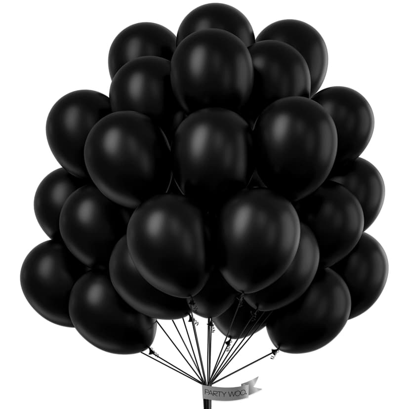 PartyWoo Black Balloons 100pcs Matte Latex Helium Balloons 12 Inch | Baby Shower Birthday Graduation Casino Gaming Anniversary Retirement Pirate Race Car Party Decorations Black-Y18