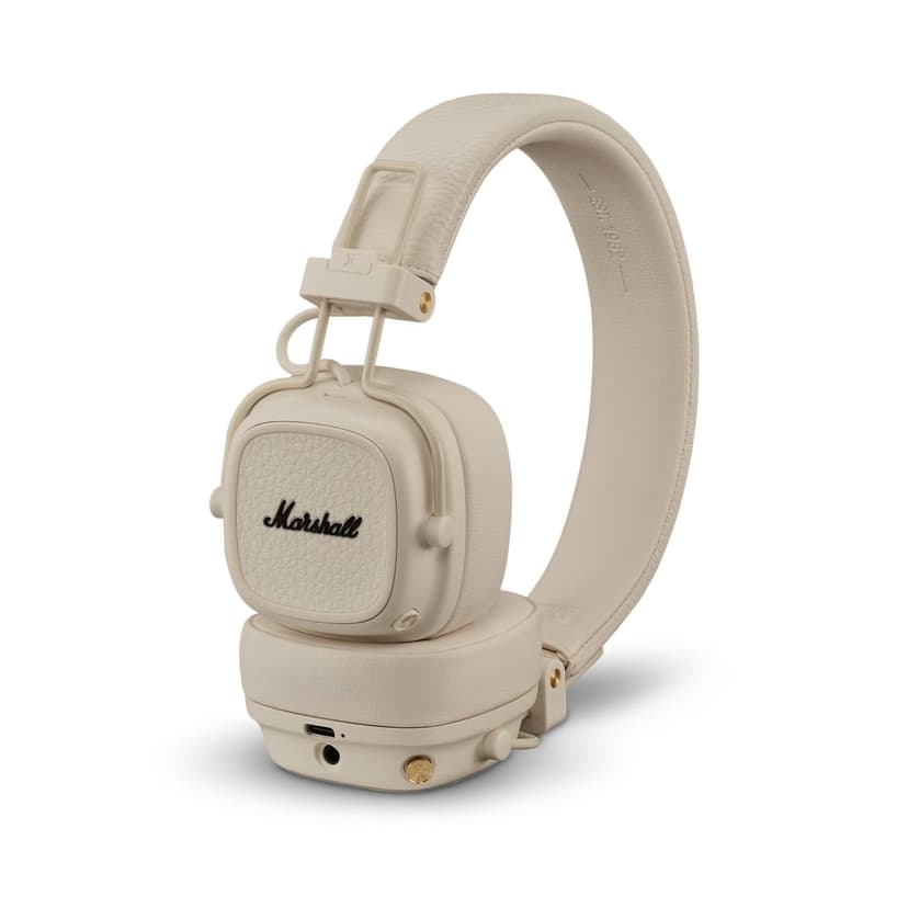 Marshall Major V Wireless On-Ear Bluetooth Headphones - 100+ Hr Playtime | Detachable Audio Cable | Microphone for Calls | Lightweight, Foldable Design for Travel - Cream