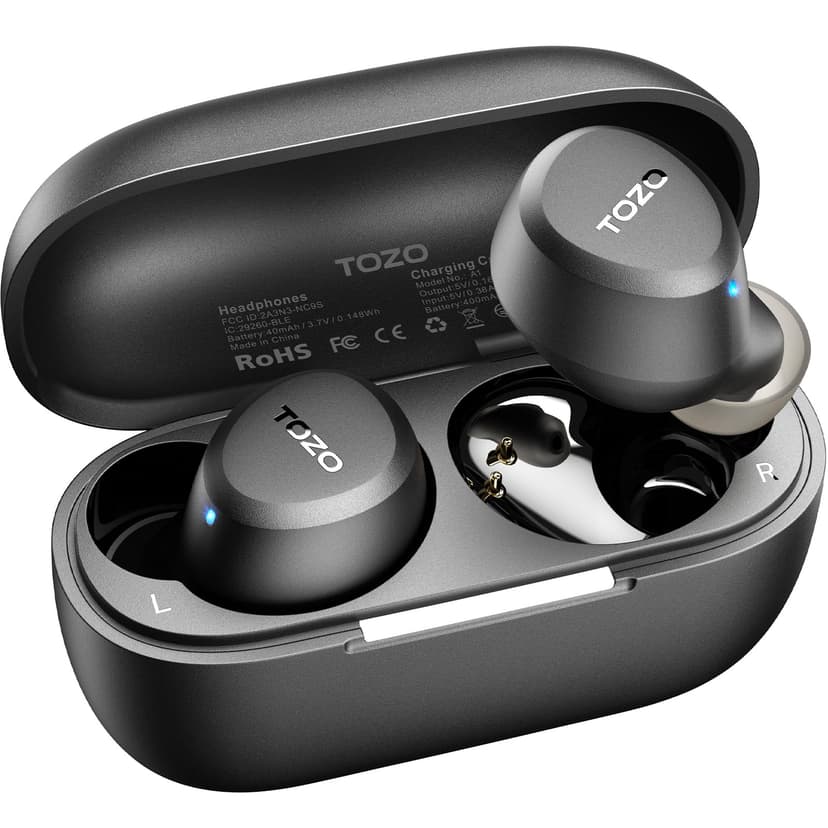 TOZO A1 Wireless Earbuds Bluetooth 5.3 Light Weight in Ear Headphones | IPX5 Waterproof,2 Mics for AI Calls,Immersive Premium Sound Bass Headset with Charging Case,32 EQ via App Black