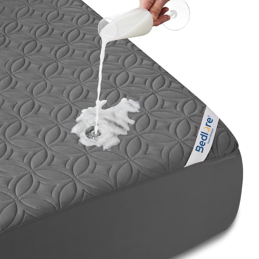 BEDLORE Waterproof Mattress Protector, Queen Size Mattress Pad Noiseless | Deep Pockets Fit 6"-18" Mattresses, Soft Breathable Dirt-proof Bed Mattress Cover Washable for Home, Bedroom, Hotel (Gray)