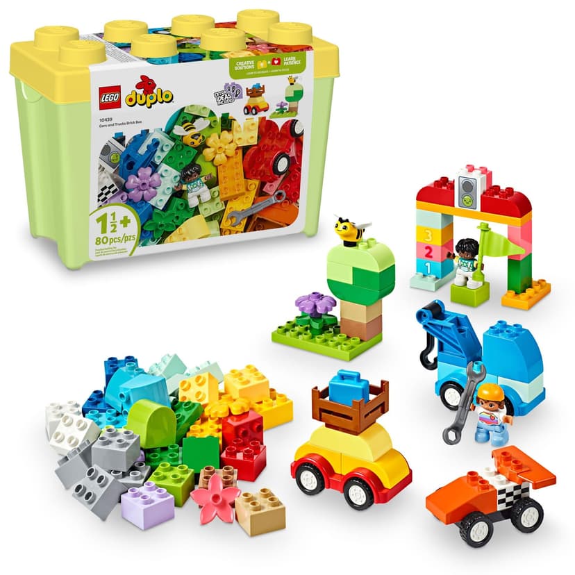 LEGO DUPLO Classic Cars and Trucks Brick Box 10439 | Back to School Gift for Students, Building Toy, Boys & Girls, Ages 1.5+, Learning & Educational Toy for Toddlers, 393 pcs