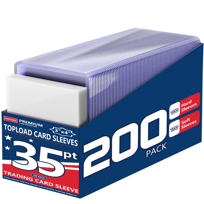 200 Card Sleeves Top Loaders for Cards, 35pt 3"x4" Clear (100Soft+100Hard) | Fit 2.5" x 3.5" Trading Baseball Soccer Sports Cards, Kpop Photocard, Game Cards, HD, Anti-Scratch for Collection & Display