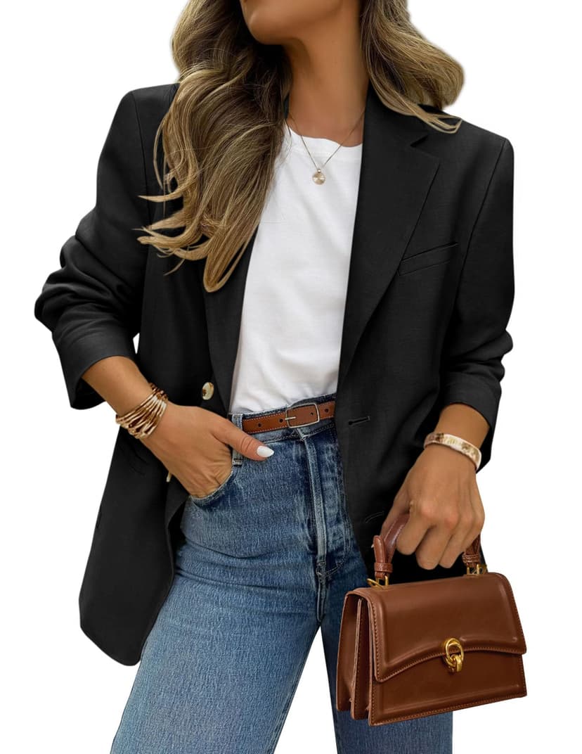 PRETTYGARDEN 2026 Blazers for Women Business Casual | Long Sleeve Button Down, Breasted Notch Lapel, Open Front Suit Jacket, Dressy Work Blazer With Pockets, Winter Fall Outfits