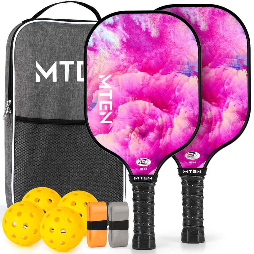 MTEN Pickleball Paddles Set of 2/4/1, USAPA Approved Fiberglass Rackets | Lightweight Set for Men, Women, Beginners & Intermediate