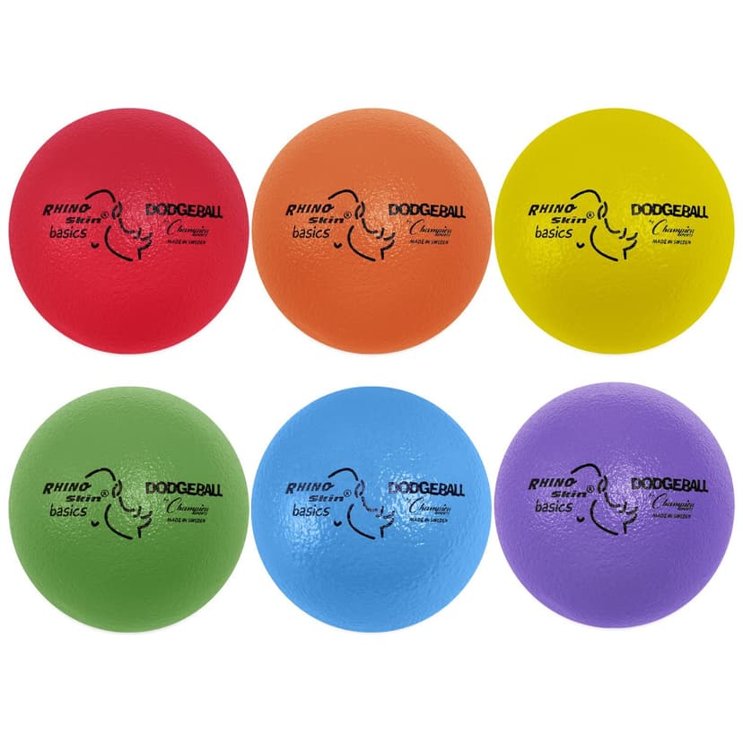 Champion Sports Rhino Skin Dodgeball Set – 6 Soft Foam Balls with Durable Coating, 6" or 7" for Gym, Playground Play