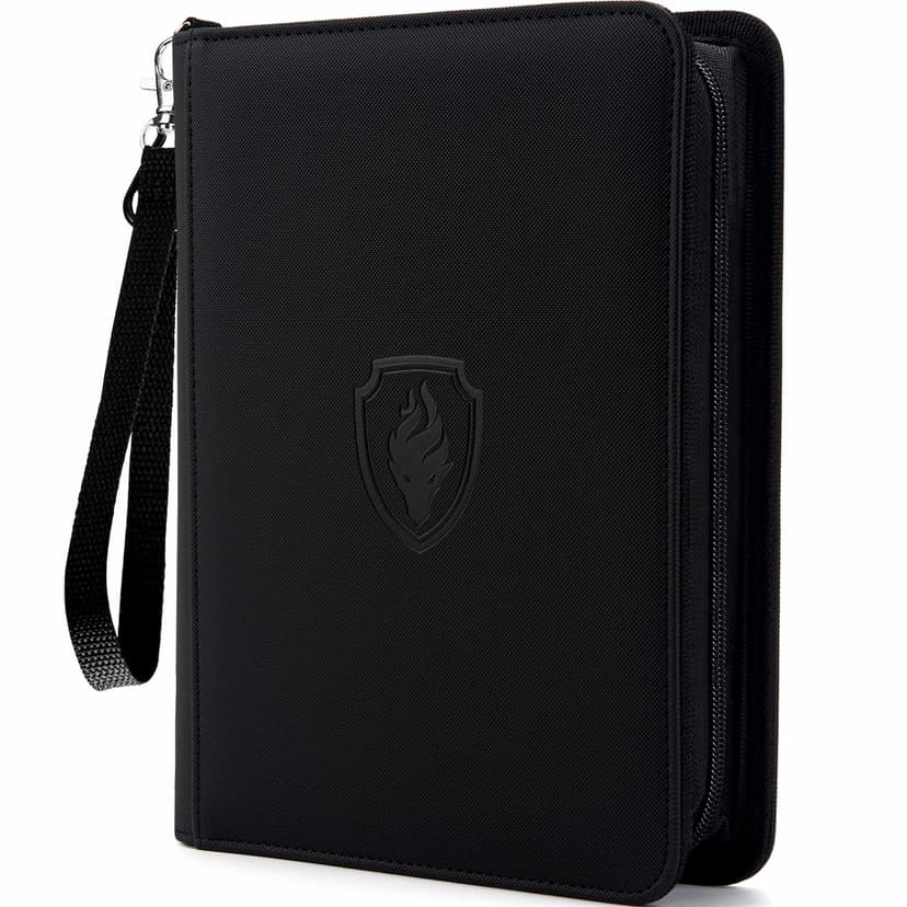 Fabmaker 4 Pocket Zip Card Binder, PU Trading Card Binder for 320 Cards | Portable Card Collection Binder, Premium Collector Card Album Folder for Game & Sports Cards (Black)
