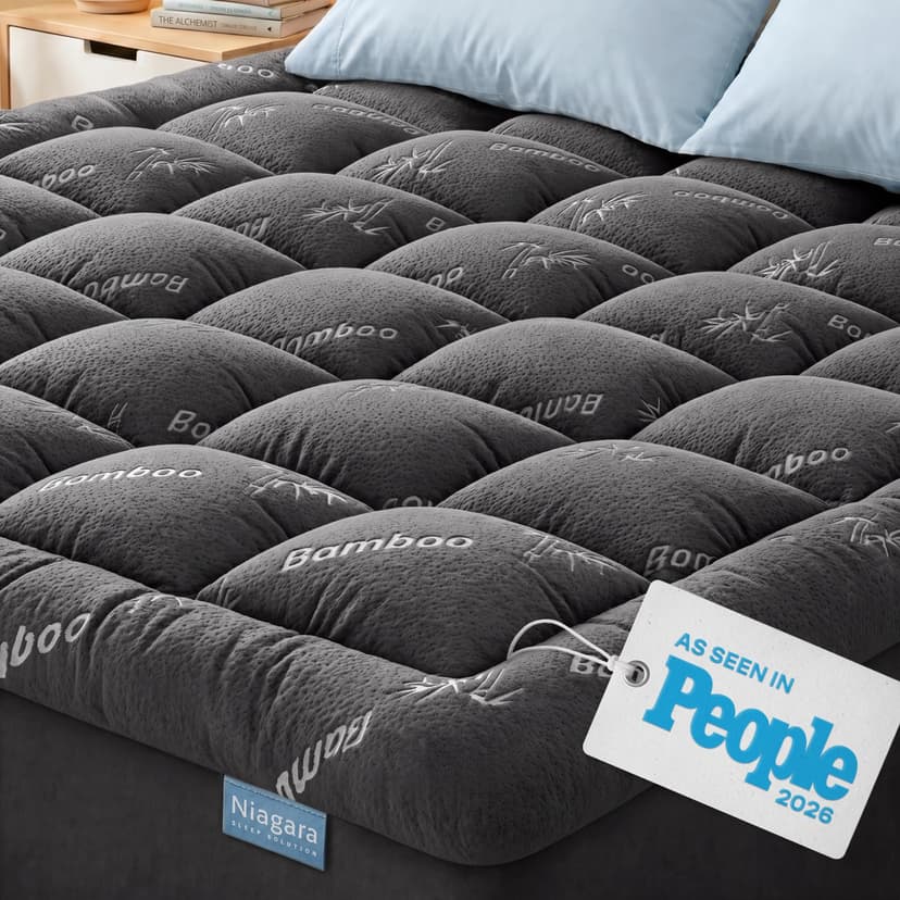 Niagara Sleep Solution King Ultra Soft Mattress Topper — Back Pain Relief | Rayon Derived from Bamboo, 20" Deep Pocket, Naturally Cooling, Pillow Top Mattress Pad, Perfect for Hot Sleepers, Dark Gray