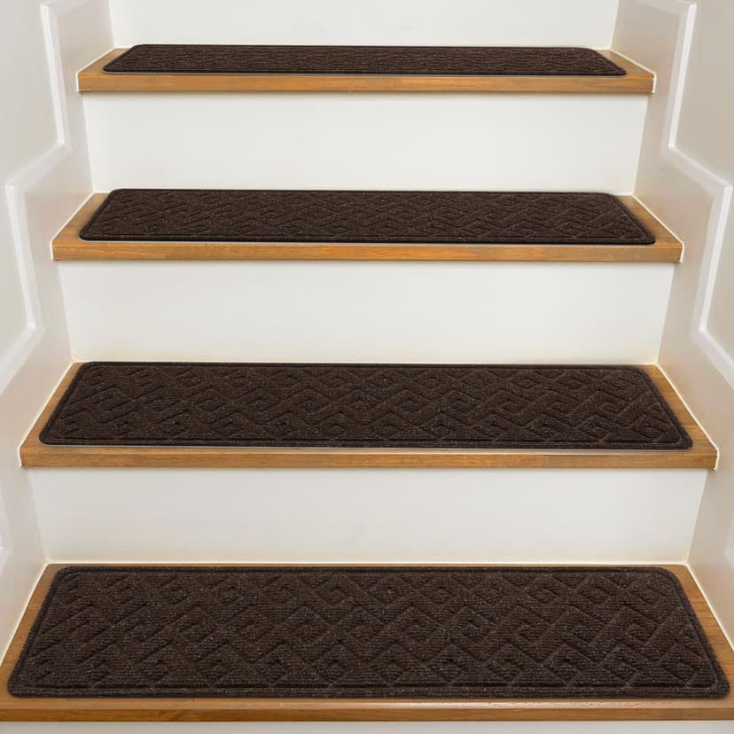 Stair Treads for Wooden Steps Indoor, 15 Pack 8" X 30" Non Slip Carpet Stair Treads with Reusable Adhesive for Kids Elders and Dogs, Surface Polyester TPR Backing Stair Rugs