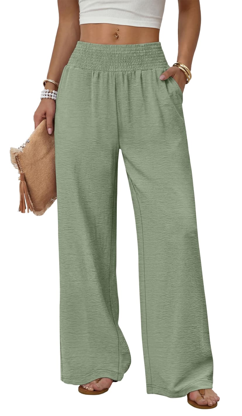 Sampeel Wide Leg Pants Woman High Waist Trousers with Pockets Casual Lounge