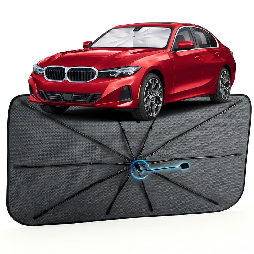 Car Windshield Sun Shade Umbrella for BMW 3 Series 2019-2026, 1:1 Exact Fit | [Reflective Coated Fabric] Car Shades Sun Visor Keep Car Cool and Protects Interior, Sunshade Umbrella for Front Window