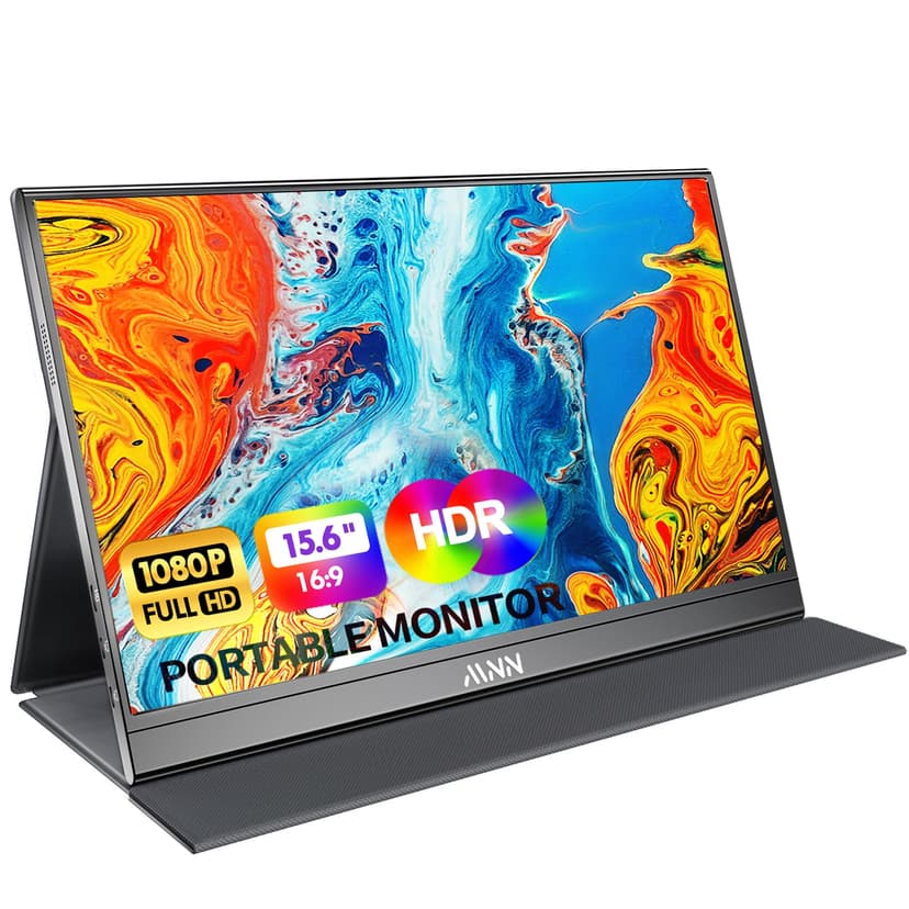 MNN 15.6" FHD 60Hz Portable Monitor USB-C HDMI IPS HDR Gaming Laptop | 15.6" FHD IPS HDR, 0.76cm/694g, USB-C one-cable, PC/Mac/Phone/Switch, Smart Case,Laptop, low blue, work&game