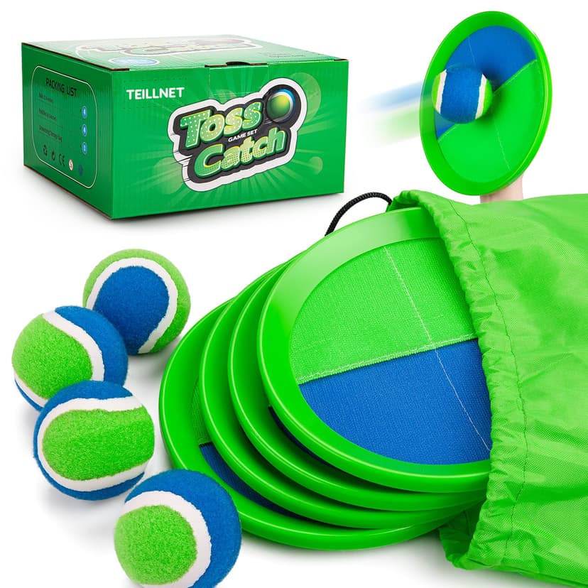 TEILLNET Toss and Catch Ball Set Upgraded - Kids Toys Beach Toys Baseball Games - Sturdy & Water-Resistant for Outdoor Pool Yard Games - Classic Gift for Boys Girls 3 4 5 6 7 8 9 10 11 12+ Years
