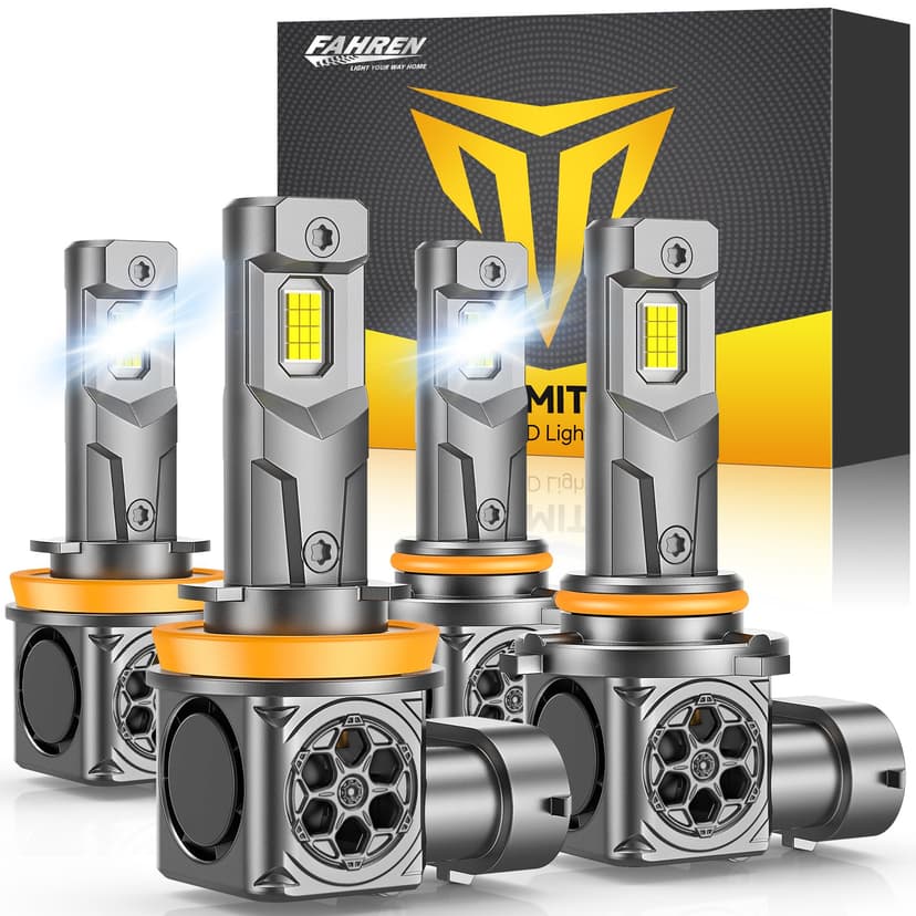 URSPRUNG 2026 𝐍𝐞𝐰-𝐆𝐞𝐧 H11/H9/H8 9005/HB3 Bulbs Combo, 135,000LM 1400% Ultra High Brightness 9005 H11 Bulbs, True 1:1 OEM Mini Size, 10 Year Long Life, CANBus Ready, Pack of 4