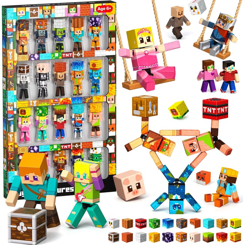 Magneverse 40Pcs Magnetic Action Figures Playset, Magnetic Building Blocks | Magnet Cubes and Rotatable Figures, School STEM Magnet Toys for Kids, Birthday Gifts for Boys Girls Ages 6+ (Patent Pending