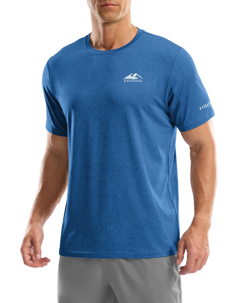 Men's UPF 50+ Sun Protection Swim Shirts Rash Guard Dry Fit Workout Tshirts | Moisture Wicking, Quick Dry, 4-Way Stretch, Reflective Safety Short Sleeve Great for Hot Weather, Athletic, Beach, Hiking
