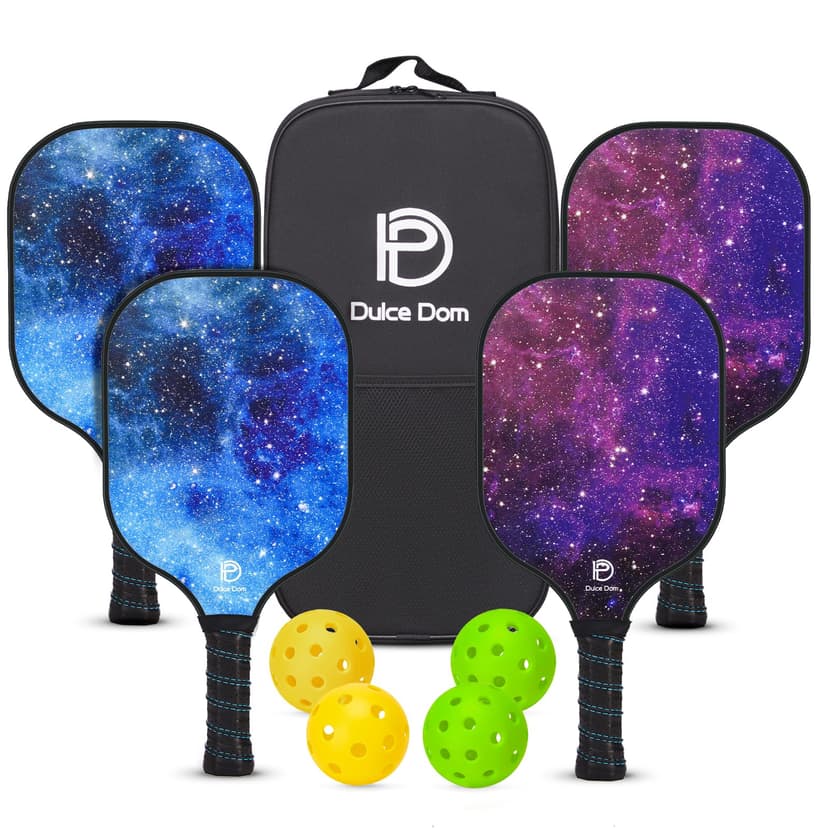 DULCE DOM Pickleball Paddles Set of 2/4 - USAPA Approved | Fiberglass/Graphite Surface Pickle Ball Rackets with Carrying Bag, Ideal Training Equipment for Beginner Intermediate