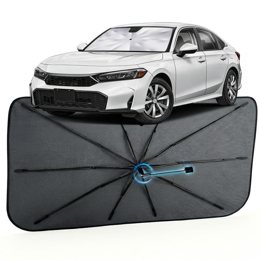 Car Windshield Sun Shade Umbrella for Honda Civic 2016-2026, 1:1 Fit | [Reflective Coated Fabric] Car Shades Sun Visor Keep Car Cool and Protects Interior, Sunshade Umbrella for Front Window