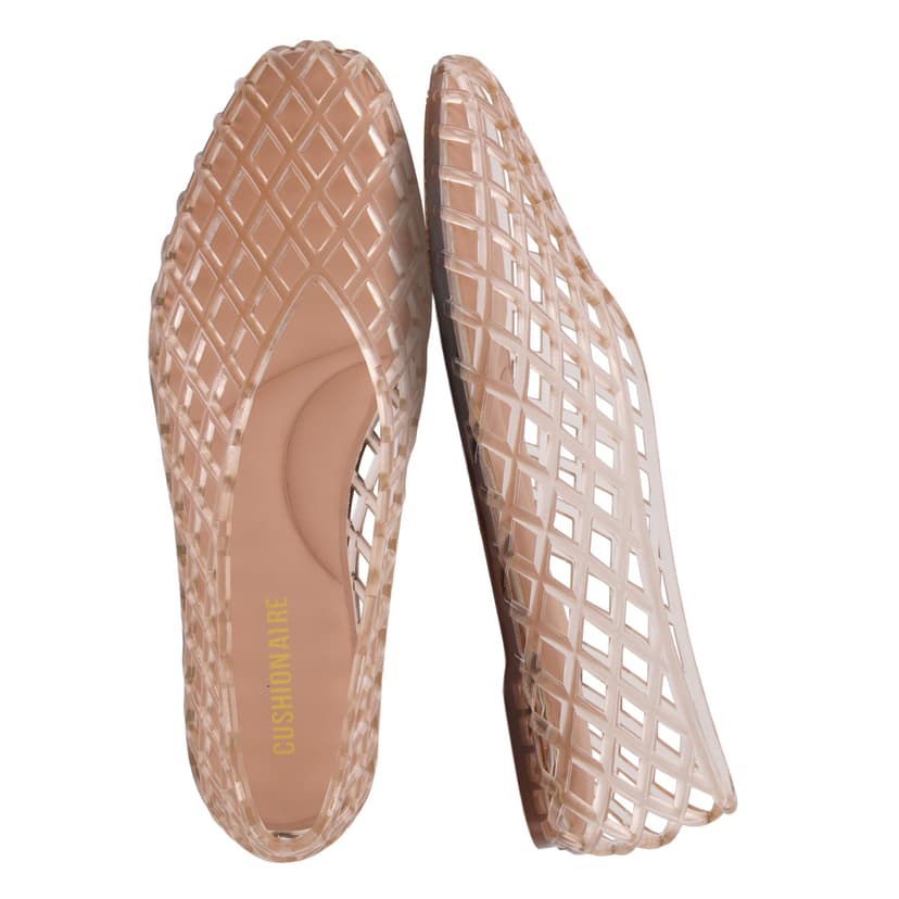 CUSHIONAIRE Siesta Modern Lattice Ballet Flats for Women, Comfortable Slip On Pointed Toe Womens Jelly Shoes