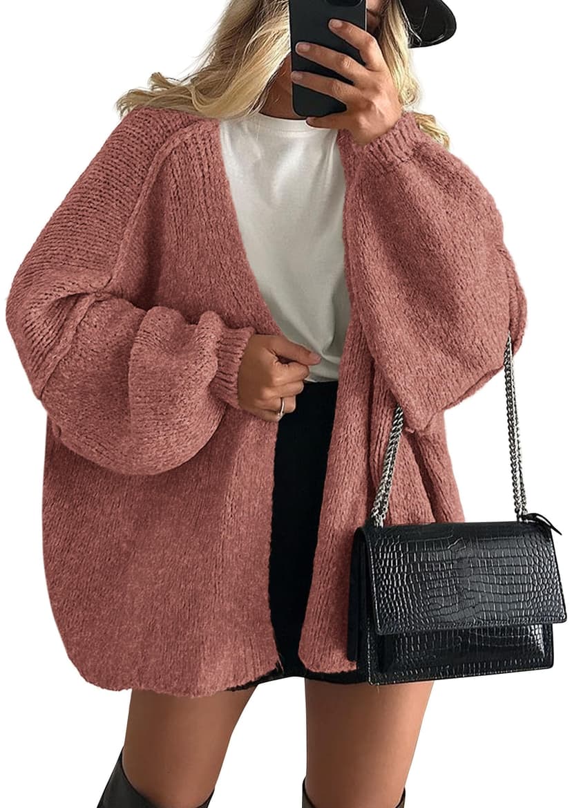 PRETTYGARDEN Womens Open Front Oversized Cardigan Sweaters | Soft Chunky Knit, Baggy Loose Fit, Long Lantern Sleeve Lightweight Sweater, Casual Daily Going Out, Fall Winter Outfits