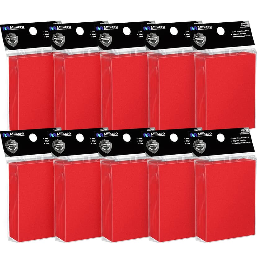 1000 Counts Red Card Sleeves, Matte Sleeve Deck Card Protectors, Trading Card Sleeves Fit for MTG, TCG and Sports Cards (Matte Red)